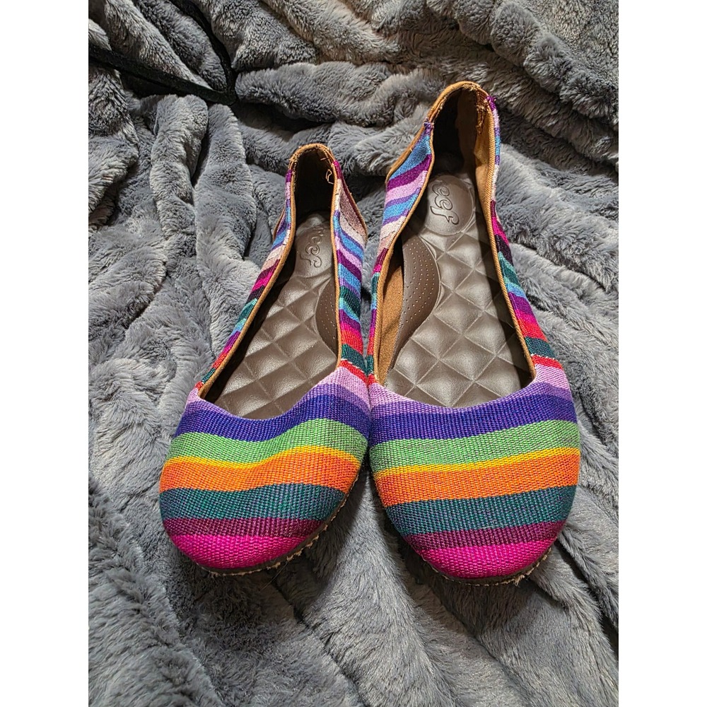 Reef Tropic Womens Multi Color Rainbow Striped Ballet Flats RF-008002 Size 8.5